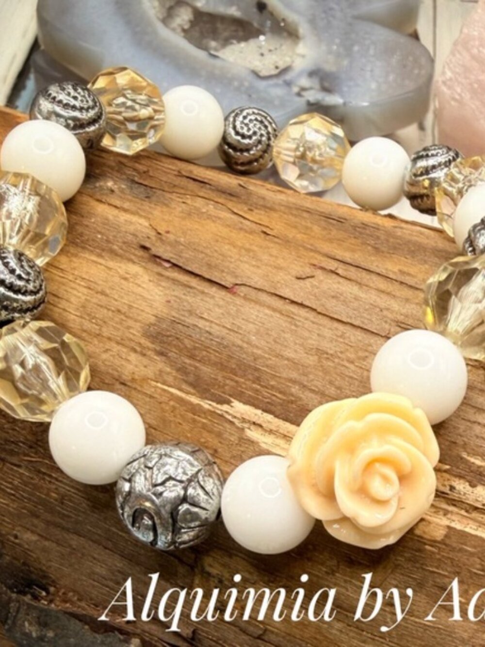 MONUMENTAL ROSE + Silver white jade bracelet - Picture 3 of 5